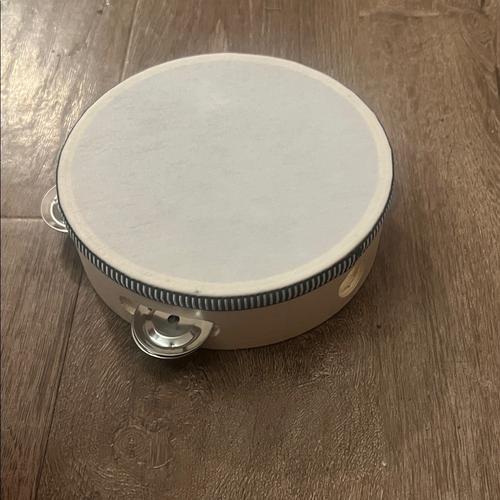 White Tambourine with Silver Jingles